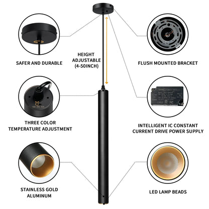 OKELI Black Pendant Light 3-Color Fixture for Kitchen Island Bar 3-Pack - okeli lights