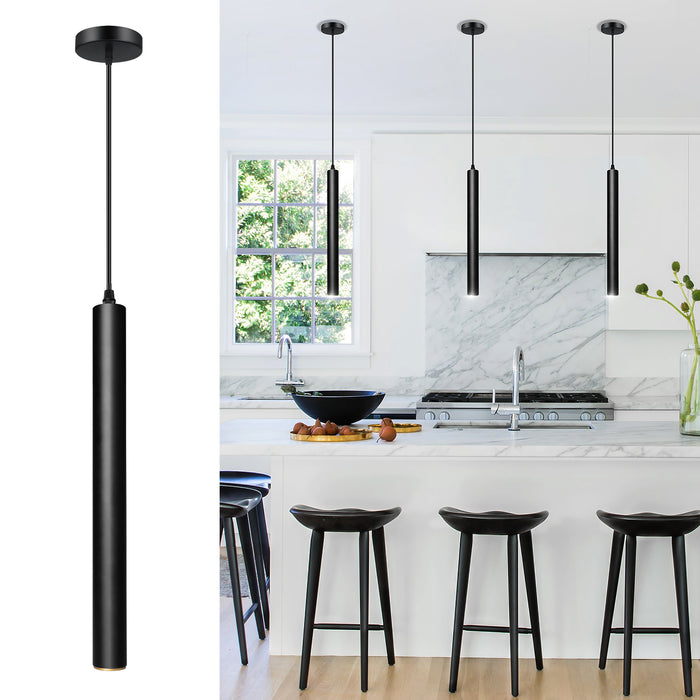 OKELI Pendant Lights Black LED Minimalist Kitchen Island Fixture 1-Pack