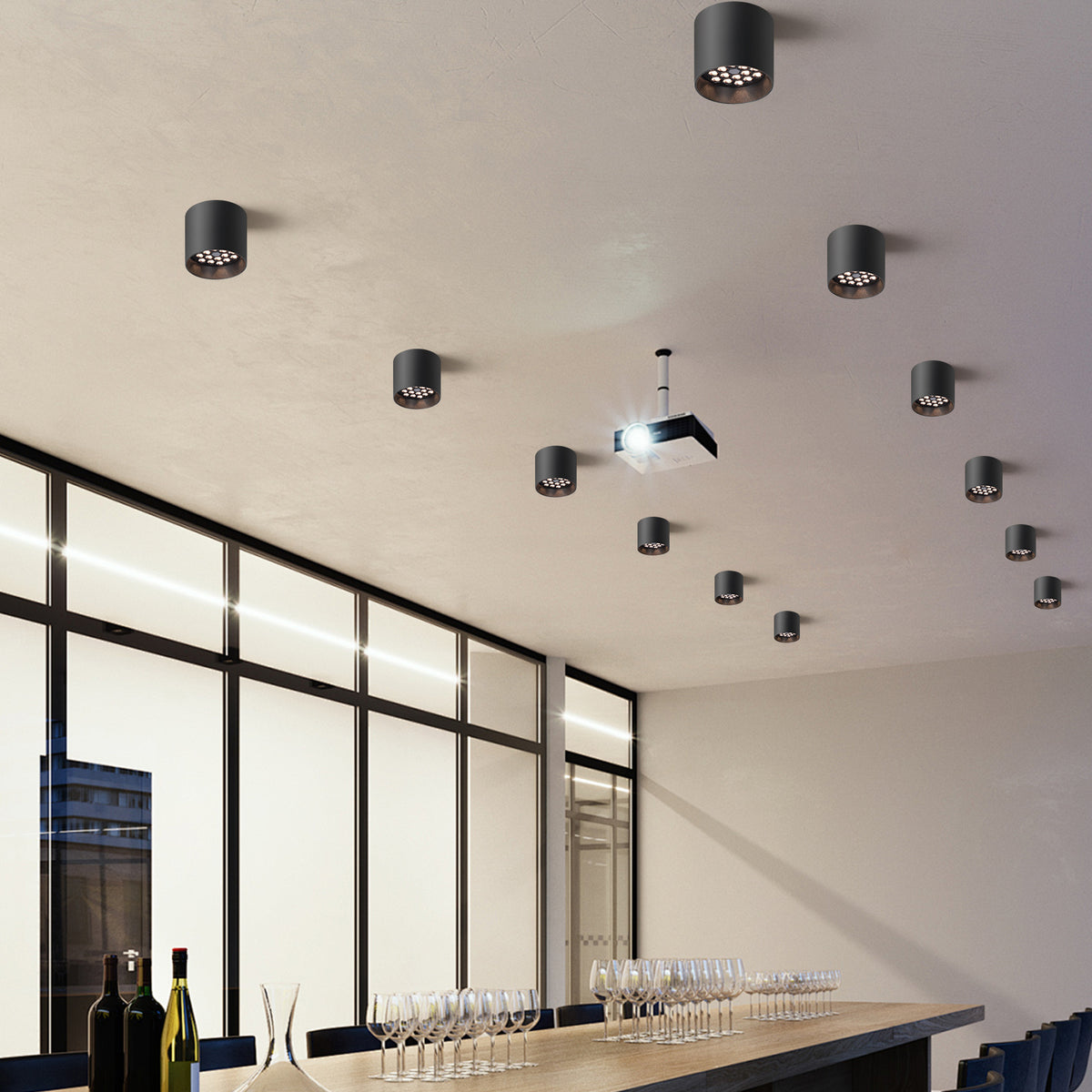 OKELI Surface-mount Cylinder Lights with Honeycomb Louver LED Downlights 3CCT Dimmable 3Pack