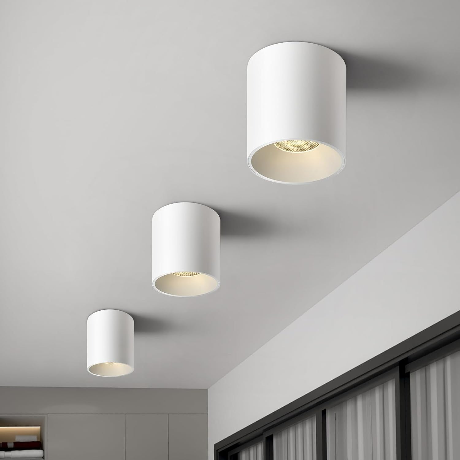 OKELI Flush Mount Modern LED Matte Cylinder Down Ceiling Light Fixtures COB 20W 4000K