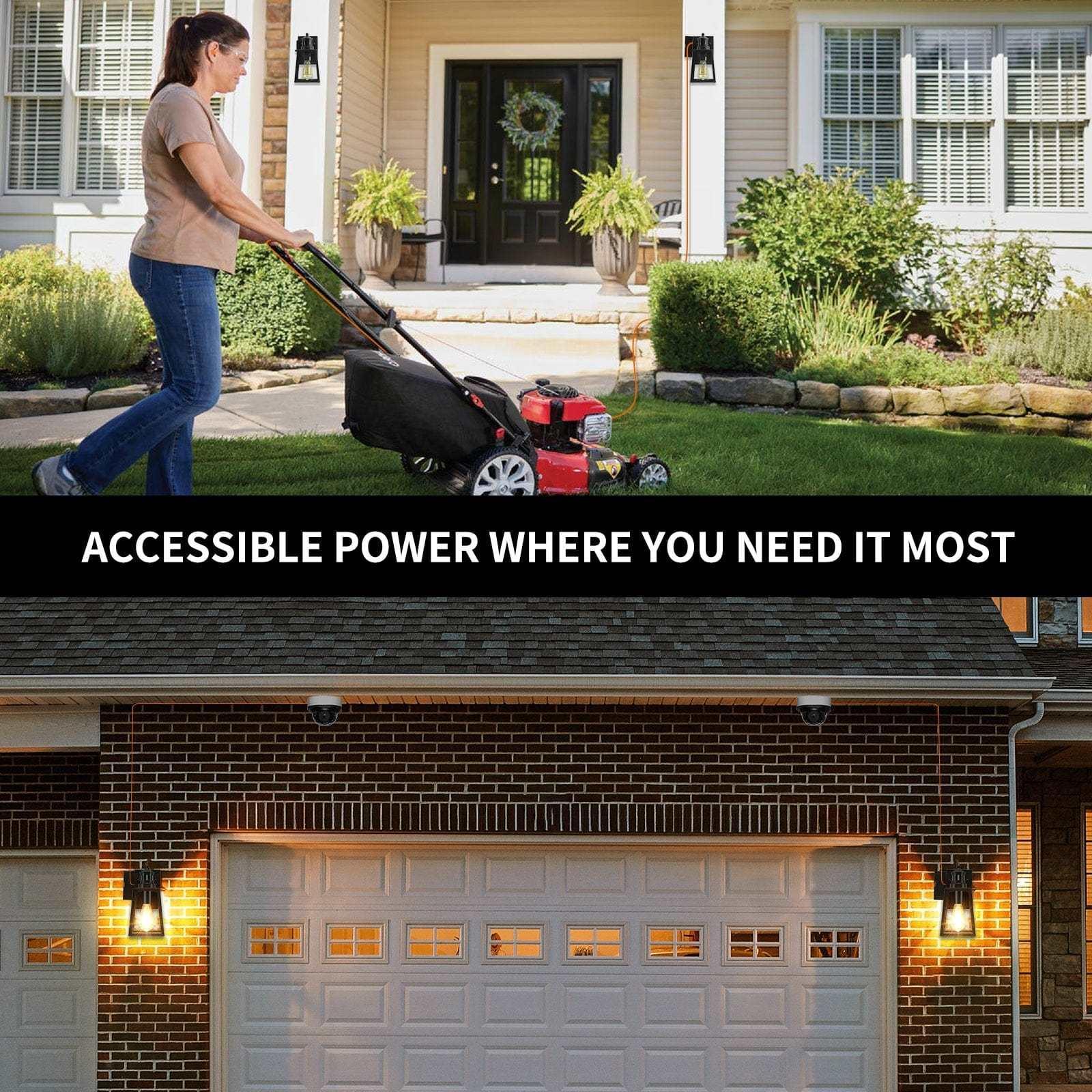 OKELI Porch Light with GFCI Outlet, Motion Sensor Dusk to Dawn Outdoor Wall Lights, 3 Lighting Modes - okeli lights