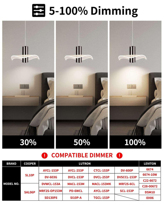 OKELI Modern Pendant Light Kitchen Island Black Dimmable LED - okeli lights