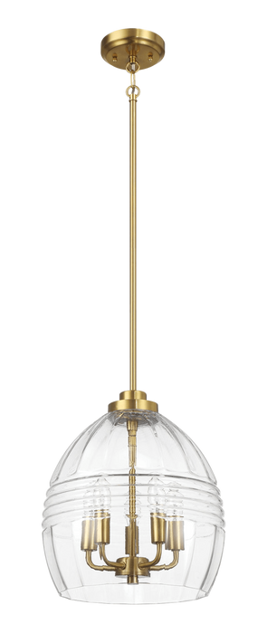 Pendant Chain Hanging Light with Clear Glass Satin Brass - okeli lights