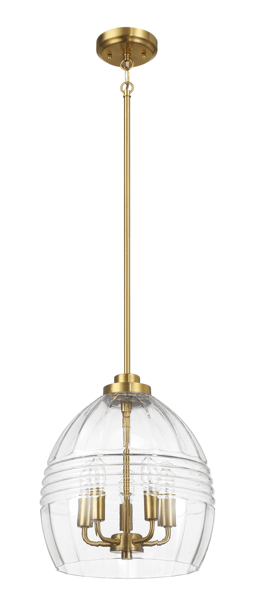 Pendant Chain Hanging Light with Clear Glass Satin Brass - okeli lights