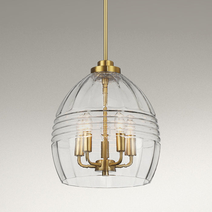 Pendant Chain Hanging Light with Clear Glass Satin Brass - okeli lights