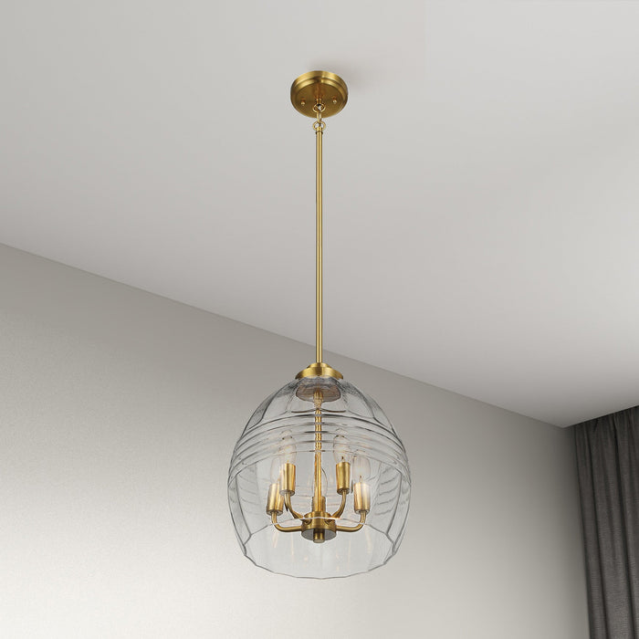 Pendant Chain Hanging Light with Clear Glass Satin Brass - okeli lights
