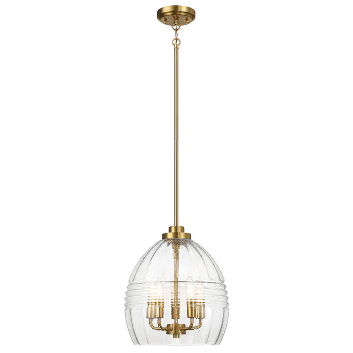 Pendant Chain Hanging Light with Clear Glass Satin Brass - okeli lights