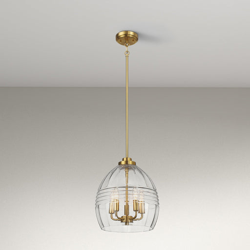 Pendant Chain Hanging Light with Clear Glass Satin Brass - okeli lights