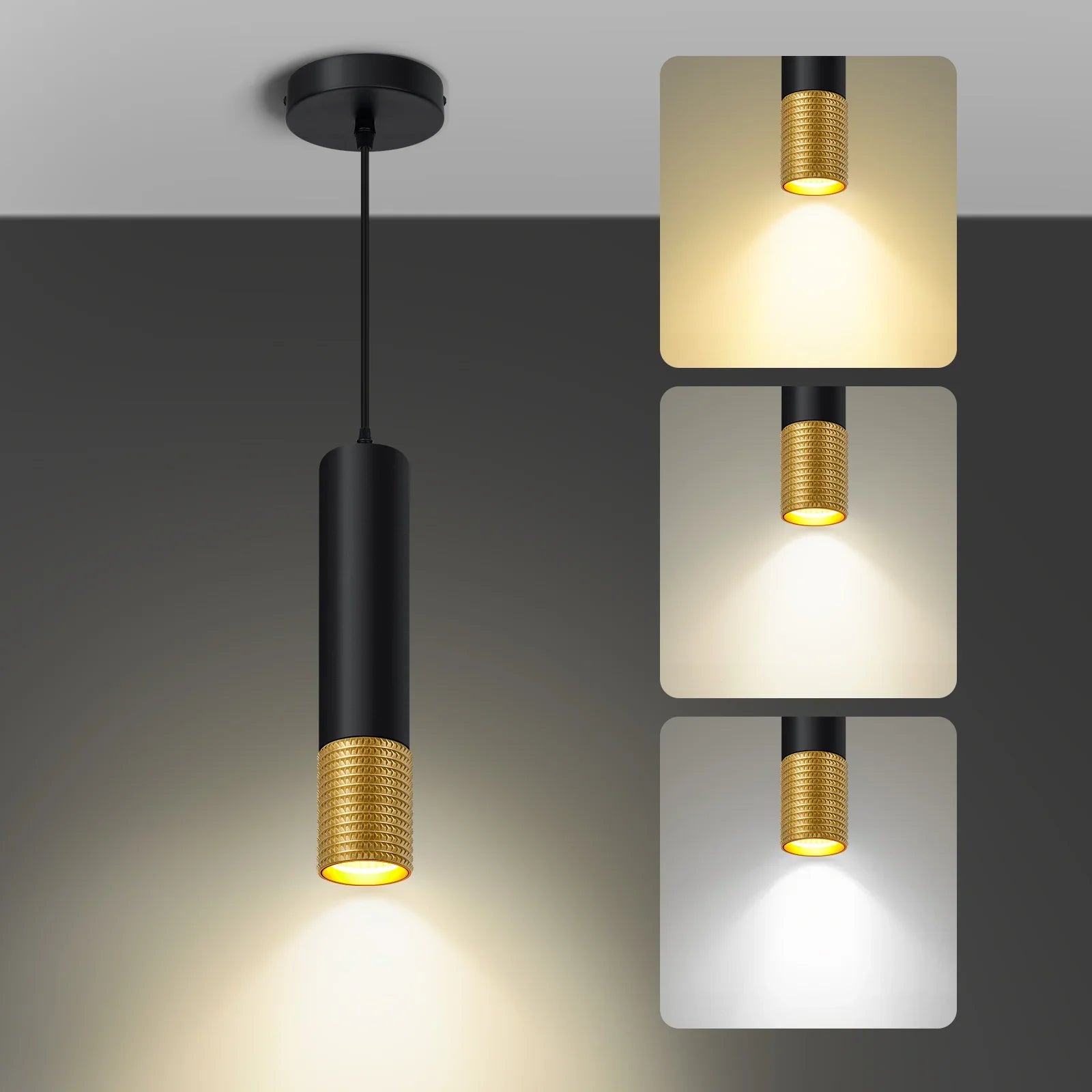 LED Pendant Light Black and Glod Fixtures for Kitchen Island and Bar 3-Color 2700K-6000K ETL - okeli lights