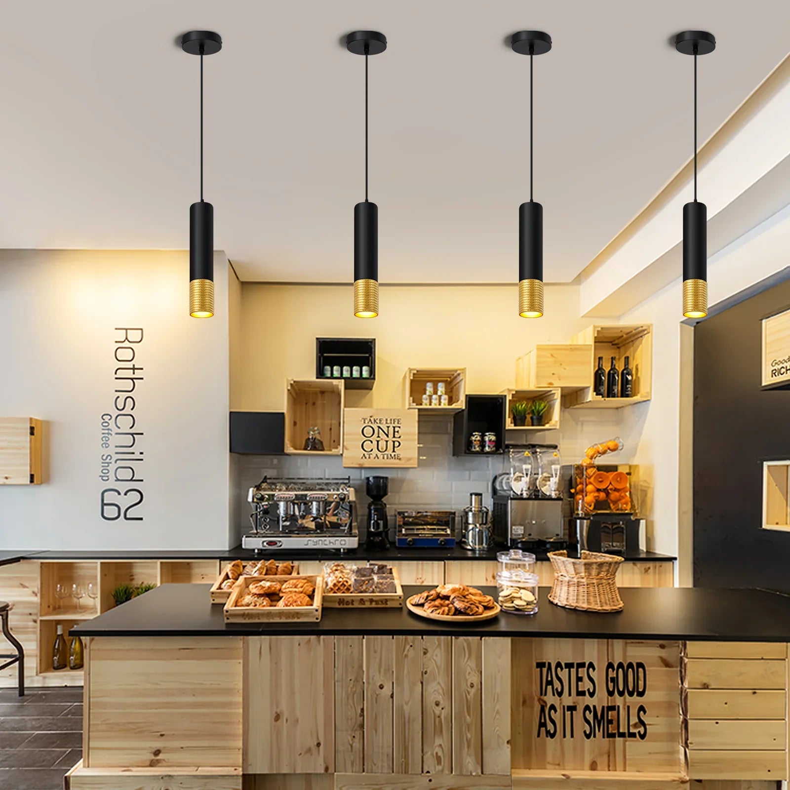 LED Pendant Light Black and Glod Fixtures for Kitchen Island and Bar 3-Color 2700K-6000K ETL - okeli lights
