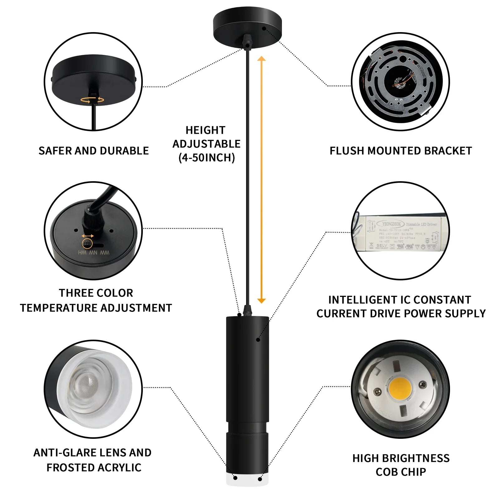 OKELI Pendant Lights 3-Color Unique LED for Kitchen Island Bar 3-Pack - okeli lights