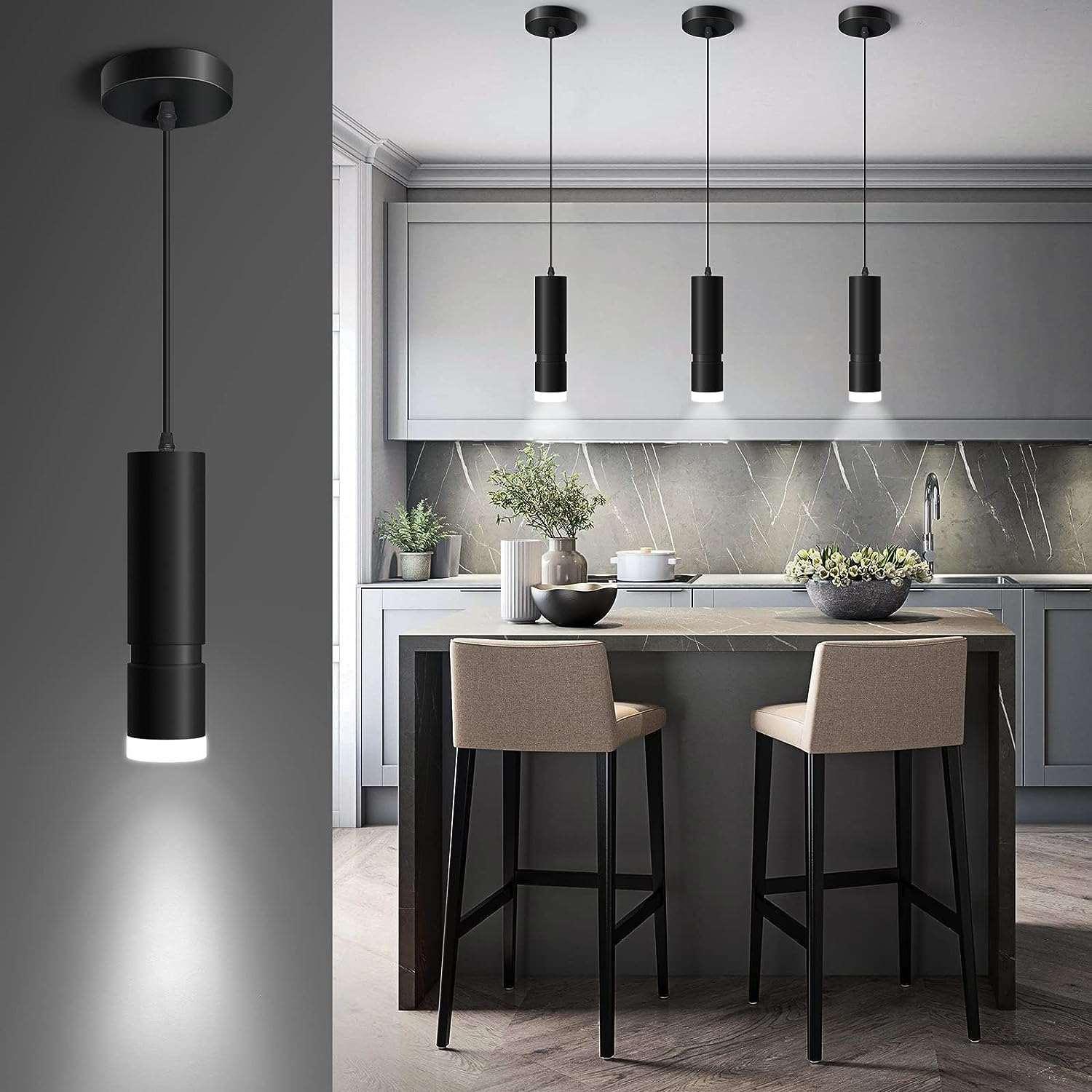 OKELI Black Pendant Lights Kitchen Island,Modern Unique Adjustable Focus, 1 Pack - okeli lights