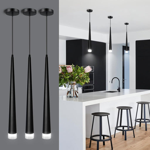 OKELI Black LED Pendant Light, Minimalist Conical Dimmable Hanging - okeli lights