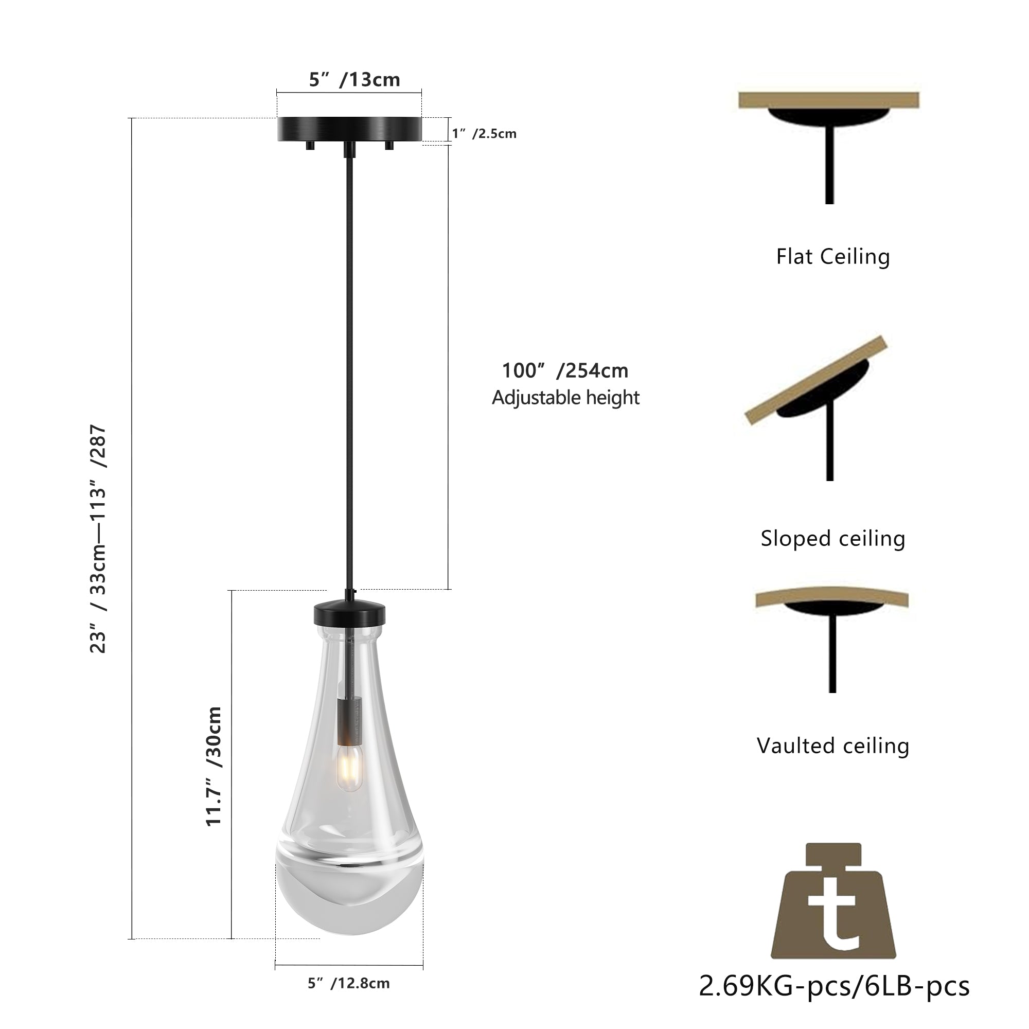 Raindrop Pendant Lights, Modern Pendant Lights for Kitchen Island, Dining Room Light Fixture