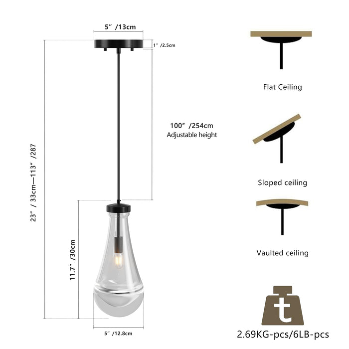 Raindrop Pendant Lights, Modern Pendant Lights for Kitchen Island, Dining Room Light Fixture