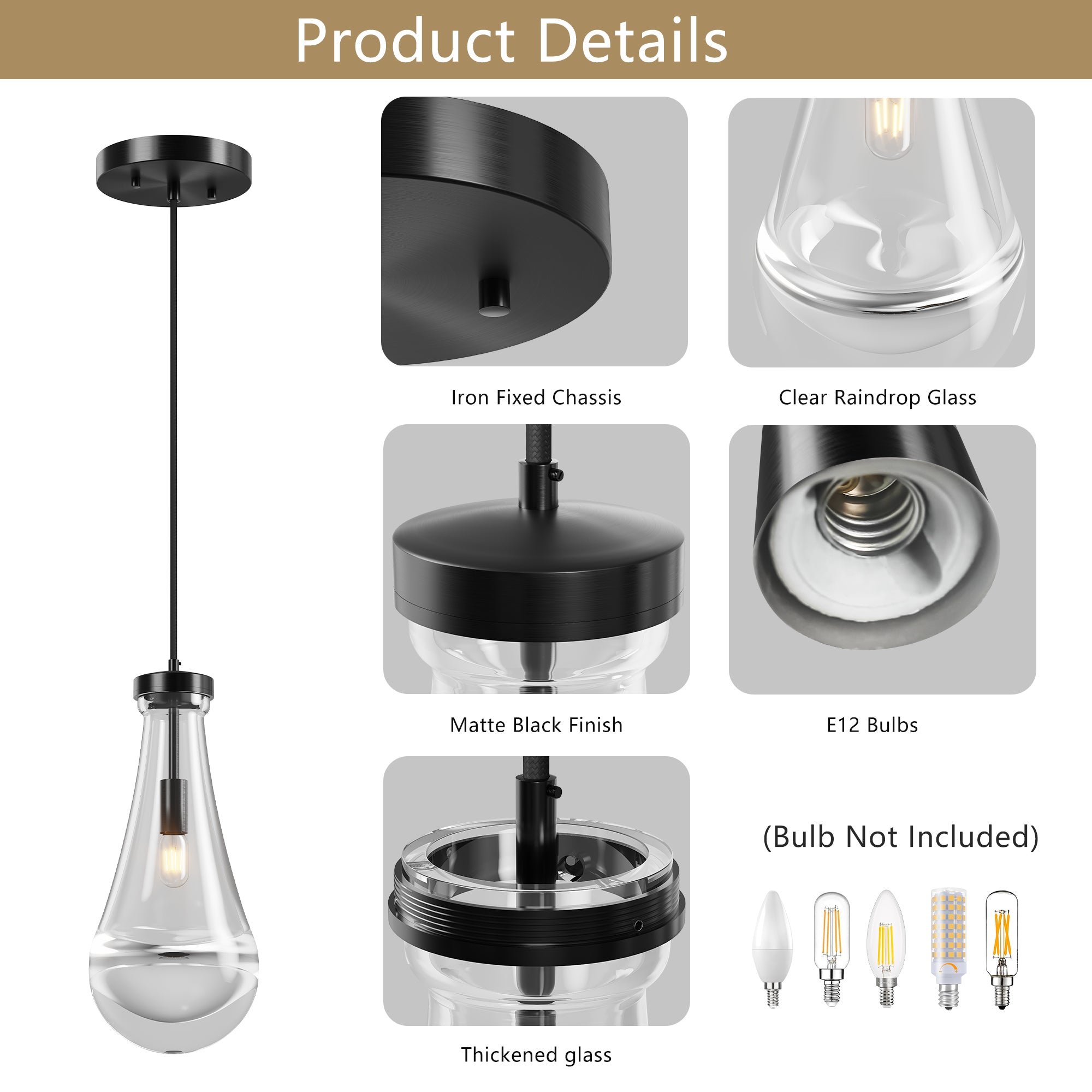 Raindrop Pendant Lights, Modern Pendant Lights for Kitchen Island, Dining Room Light Fixture