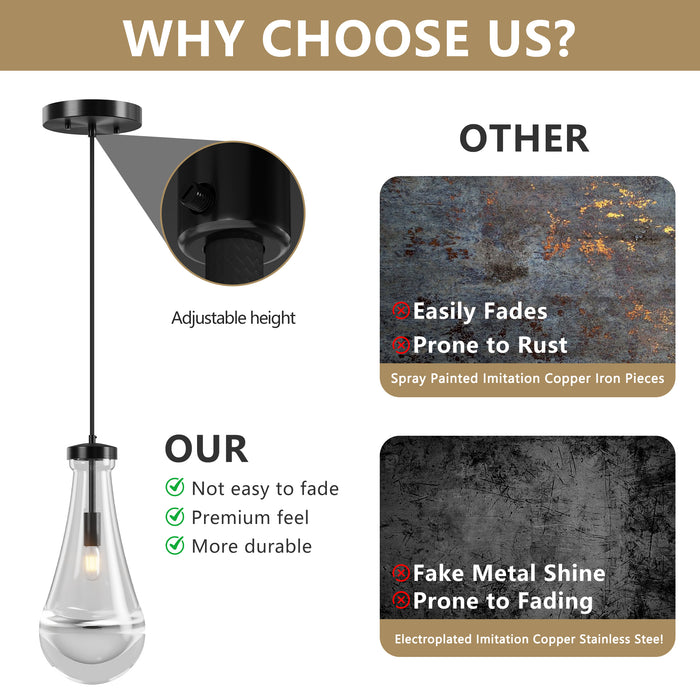 Raindrop Pendant Lights, Modern Pendant Lights for Kitchen Island, Dining Room Light Fixture