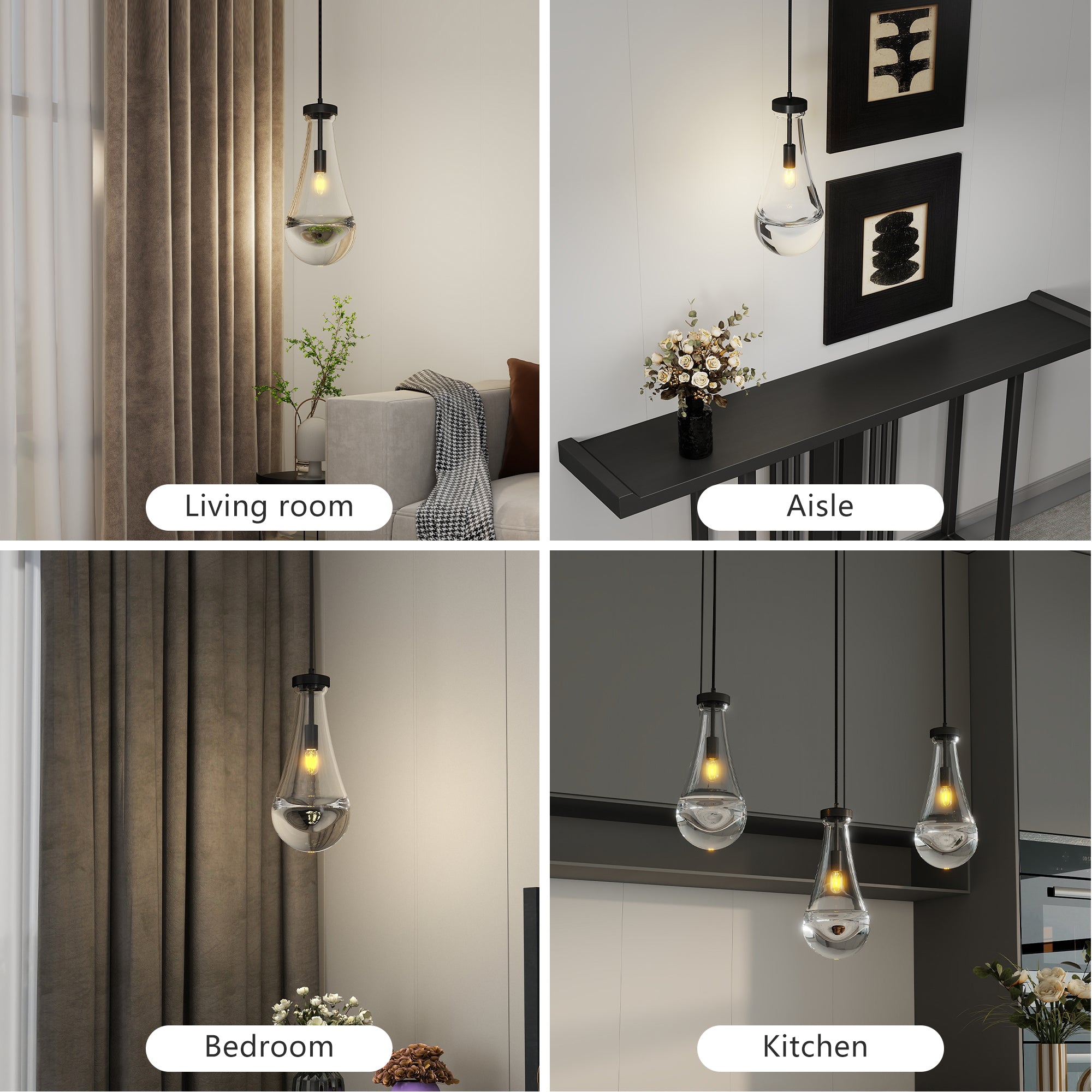 Raindrop Pendant Lights, Modern Pendant Lights for Kitchen Island, Dining Room Light Fixture