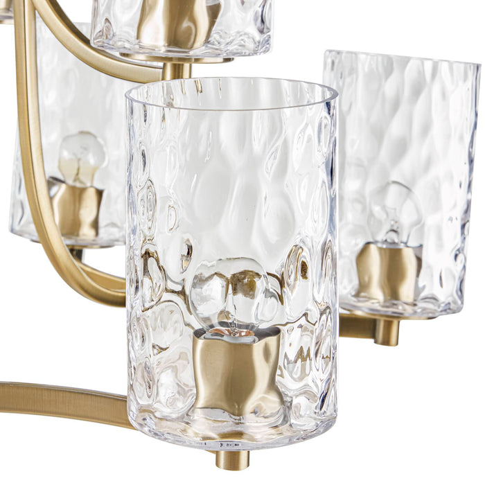 9-light Chandelier Round Tiered with Textured Glass Shades