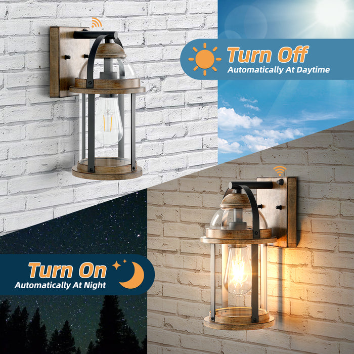 Rustic Farmhouse Wall Lanterns Dusk to Dawn Outdoor Wall Lights Waterproof Lighting Fixtures - okeli lights
