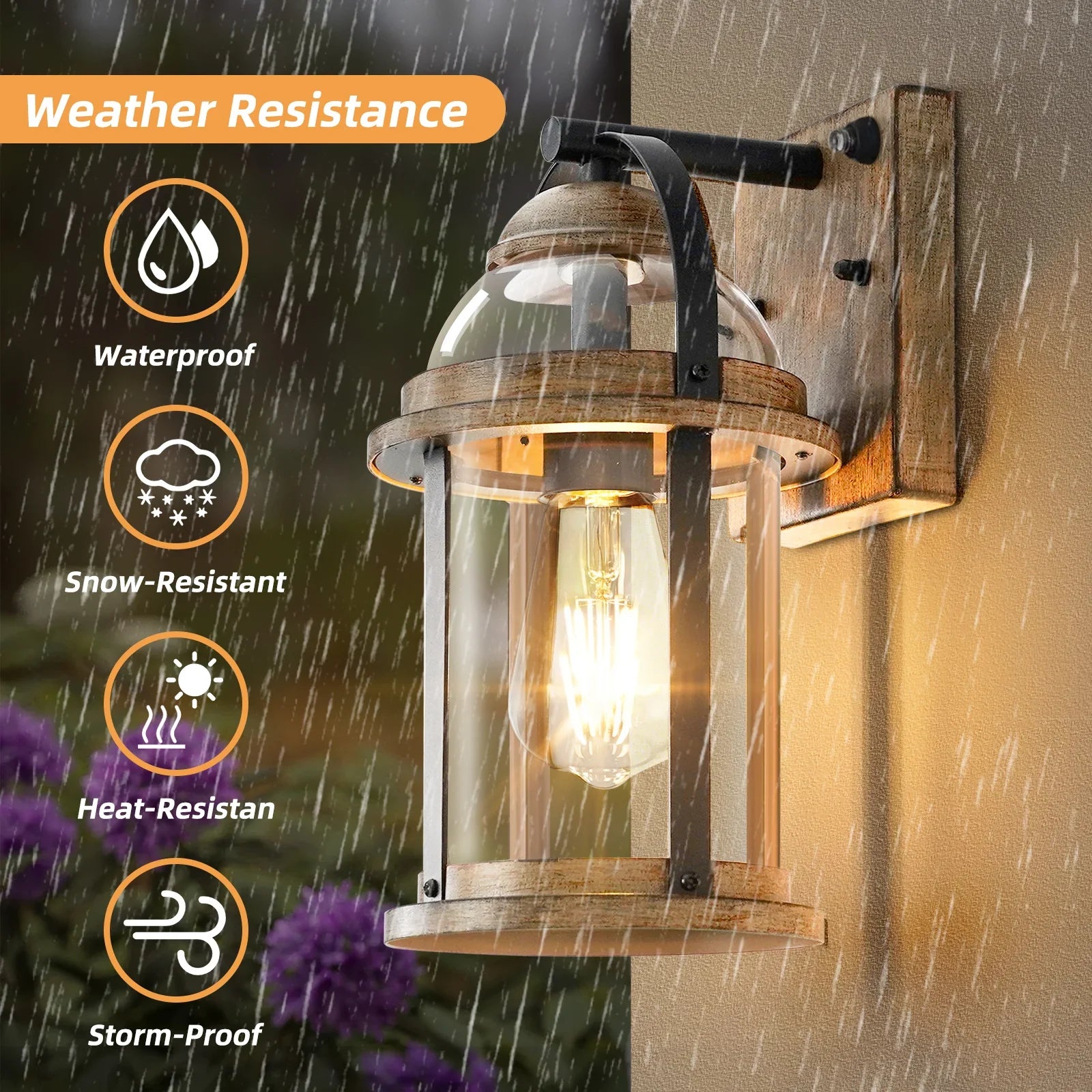 Rustic Farmhouse Wall Lanterns Dusk to Dawn Outdoor Wall Lights Waterproof Lighting Fixtures - okeli lights
