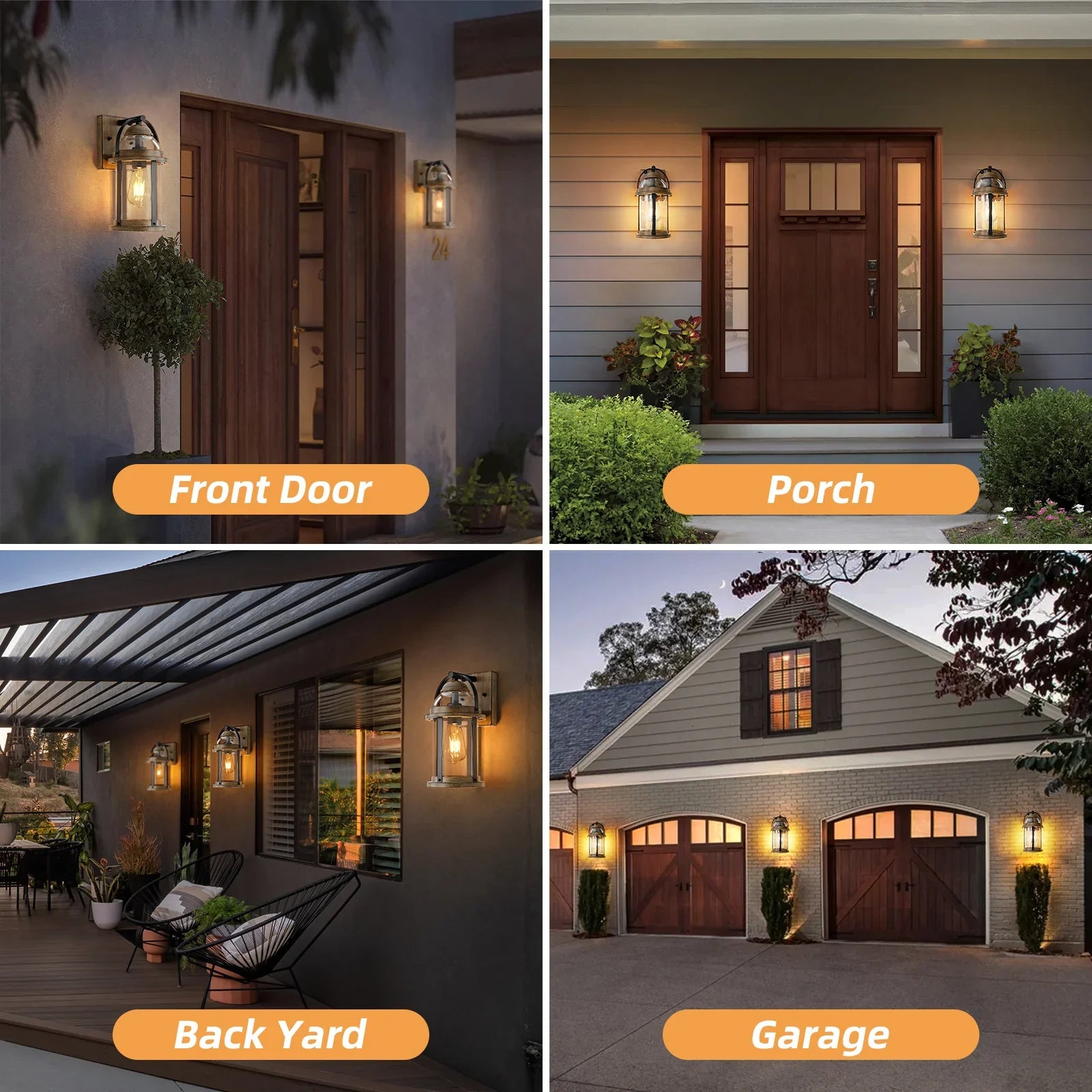 Rustic Farmhouse Wall Lanterns Dusk to Dawn Outdoor Wall Lights Waterproof Lighting Fixtures - okeli lights