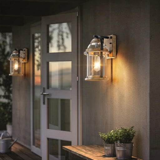 Rustic Farmhouse Wall Lanterns Dusk to Dawn Outdoor Wall Lights Waterproof Lighting Fixtures - okeli lights