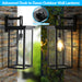 Outdoor Wall Lanterns Black Metal Frame Clear Glass Ambient Light Sensors Weatherproof Wall Sconces 2Pack - okeli lights
