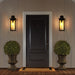 Outdoor Wall Lanterns Black Metal Frame Clear Glass Ambient Light Sensors Weatherproof Wall Sconces 2Pack - okeli lights