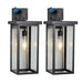 Outdoor Wall Lanterns Black Metal Frame Clear Glass Ambient Light Sensors Weatherproof Wall Sconces 2Pack - okeli lights
