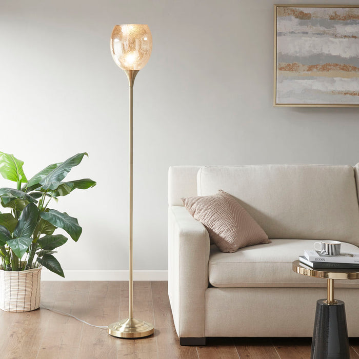 Simple Elegant Uplight Floor Lamp with Mercury Glass Shade