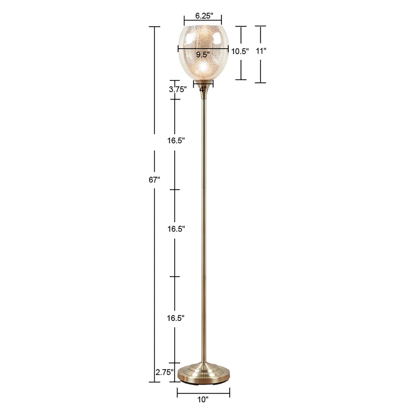 Simple Elegant Uplight Floor Lamp with Mercury Glass Shade - okeli lights