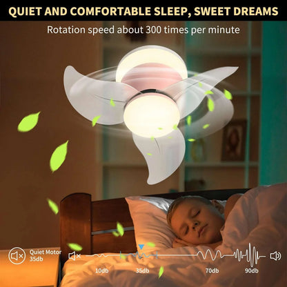 OKELI Modern Small Ceiling Fan with Light APP Control Ceiling Fan Pink - okeli lights