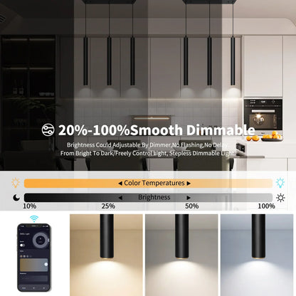 Smart Dimmable LED Modern Square Pendant Light with TUYA App & Voice Control 3-Light - okeli lights