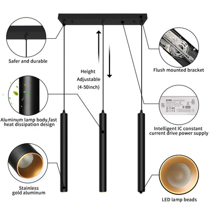 Smart Dimmable LED Modern Square Pendant Light with TUYA App & Voice Control 3-Light - okeli lights