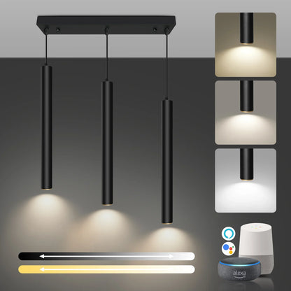 Smart Dimmable LED Modern Square Pendant Light with TUYA App & Voice Control 3-Light - okeli lights