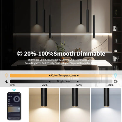 Smart Dimmable LED Round 3-Light Pendant Light with TUYA App & Voice Control - okeli lights