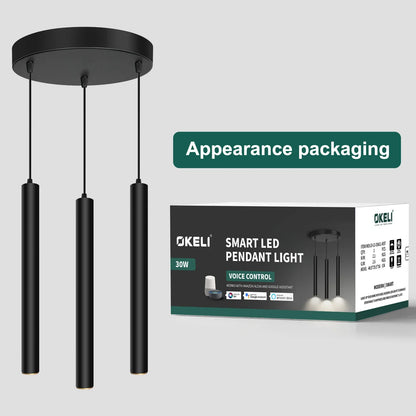 Smart Dimmable LED Round 3-Light Pendant Light with TUYA App & Voice Control - okeli lights