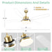 Gold ceiling fan with clear blades for indoor use
