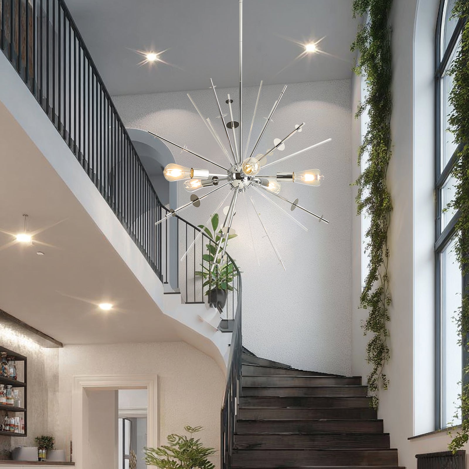 Modern Chandelier Ceiling Light Fixture 5-Light Mid Century Classic Contemporary Sputnik Chandelier