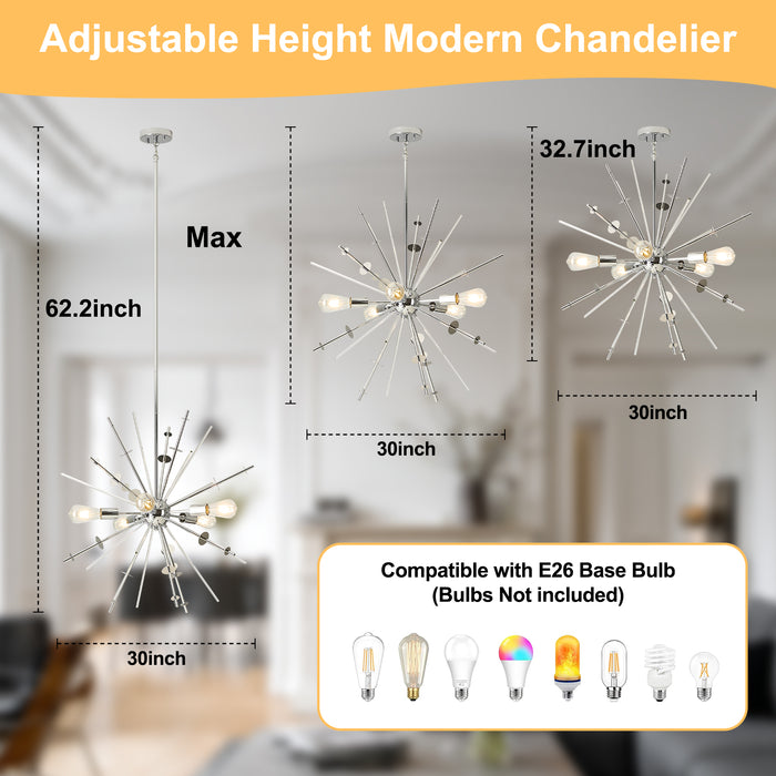 Modern Chandelier Ceiling Light Fixture 5-Light Mid Century Classic Contemporary Sputnik Chandelier