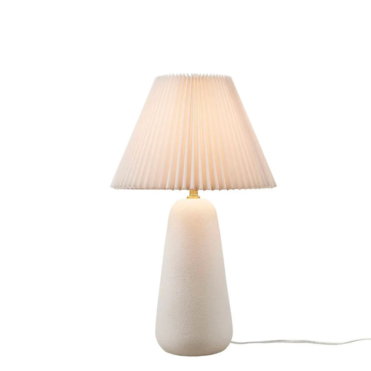 Textured Ceramic Table Lamp with Fluted Fabric Shade White - okeli lights