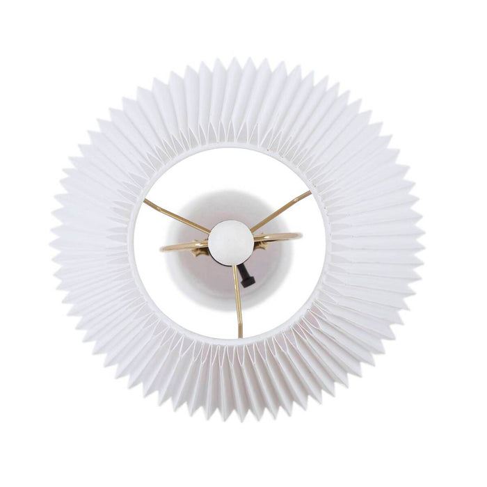 Textured Ceramic Table Lamp with Fluted Fabric Shade White