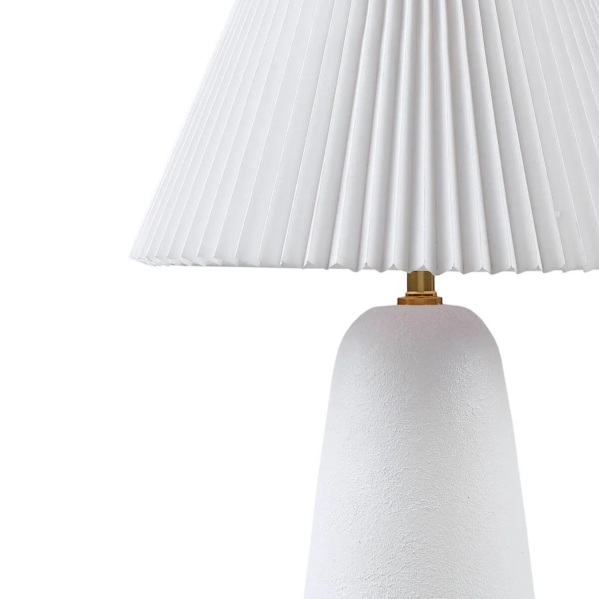 Textured Ceramic Table Lamp with Fluted Fabric Shade White - okeli lights