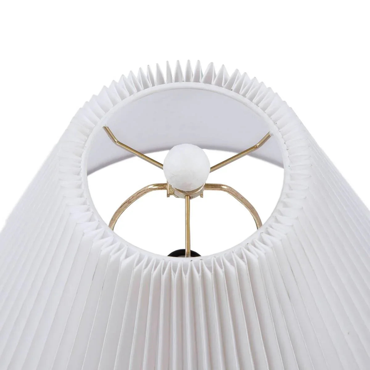 Textured Ceramic Table Lamp with Fluted Fabric Shade White - okeli lights