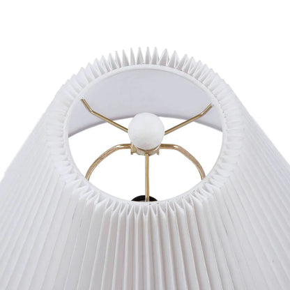 Textured Ceramic Table Lamp with Fluted Fabric Shade White - okeli lights