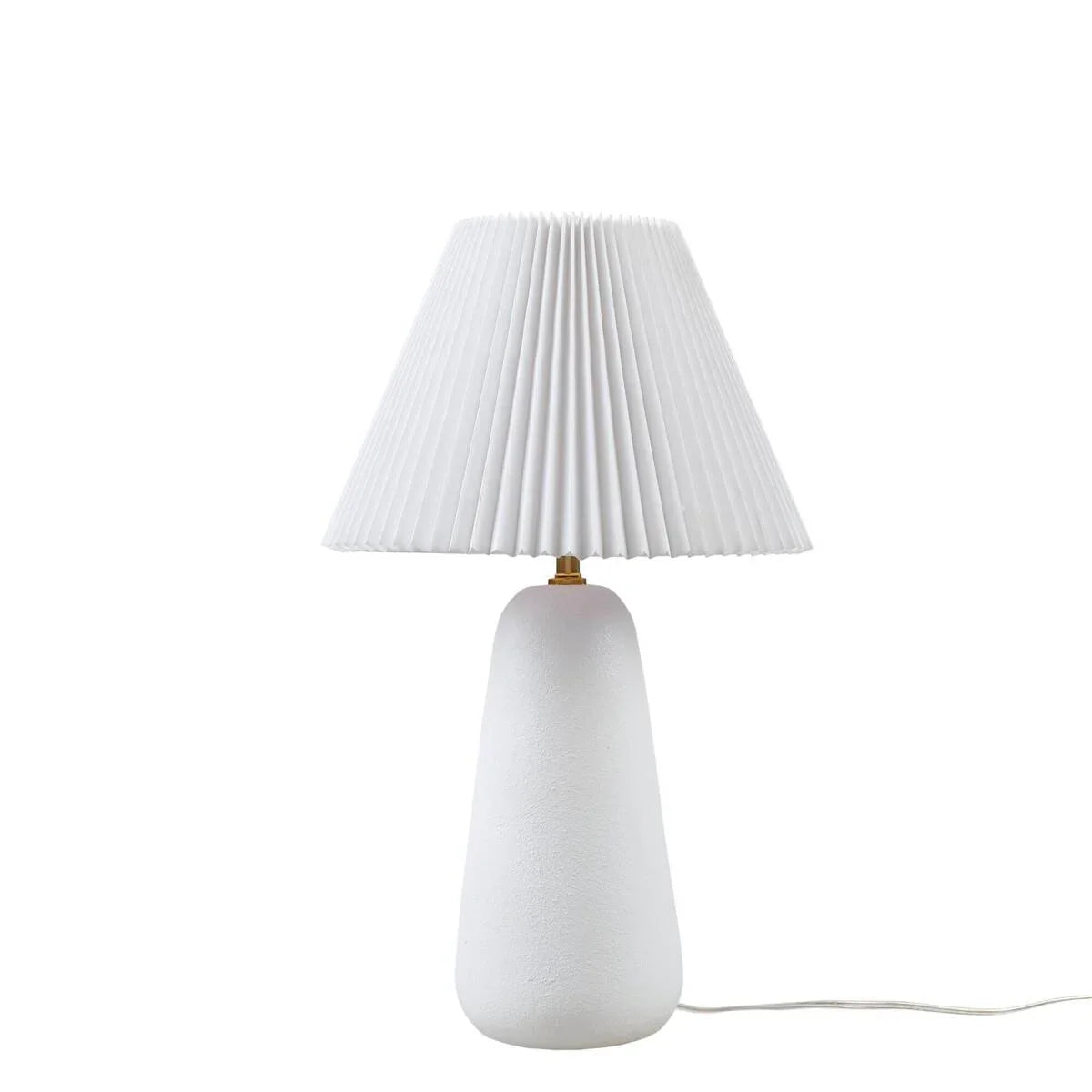Textured Ceramic Table Lamp with Fluted Fabric Shade White - okeli lights
