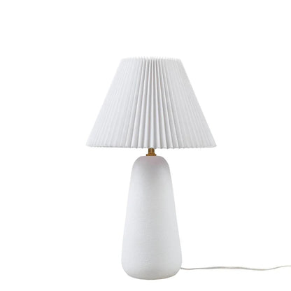 Textured Ceramic Table Lamp with Fluted Fabric Shade White - okeli lights