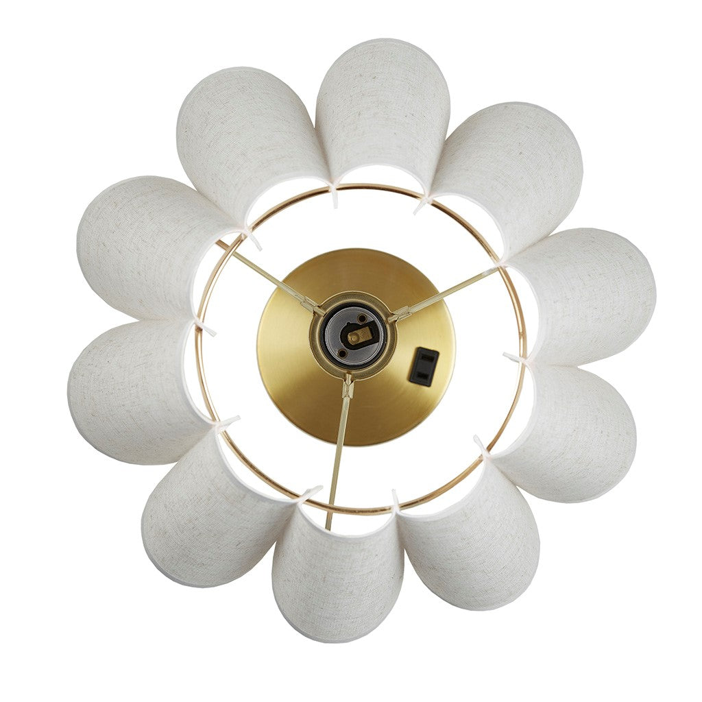 Touch Control Dimmable Accent Table Lamp with Built-In Power Outlet Gold Base with Pleated Tapered Shade