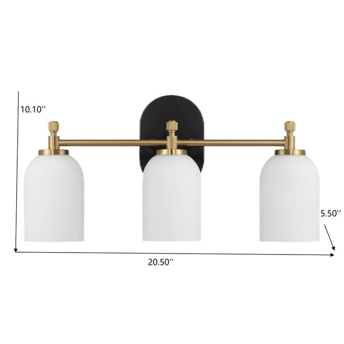 Traditional Style 2-3-Lights Vanity Over Bathroom Mirror Wall Sconce with White Frosted Glass